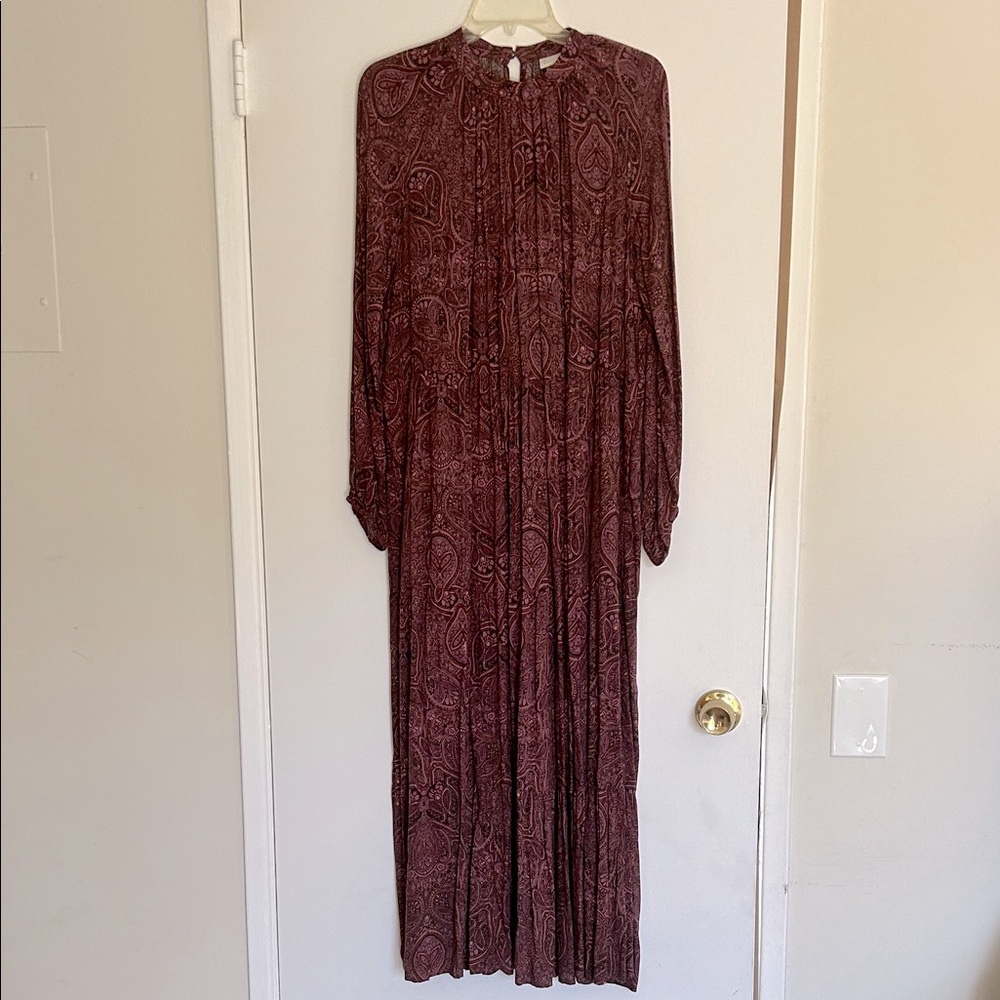 a new day Burgundy Paisley Long Sleeve Dress
